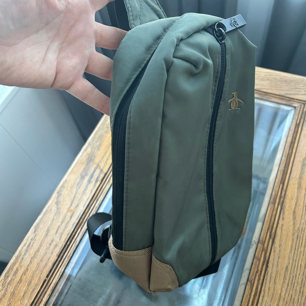 Original Penguin Olive and Tan Men's Backpack